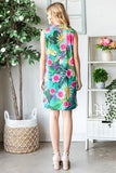 Full Size Floral Johnny Collar Sleeveless Dress Plus Size