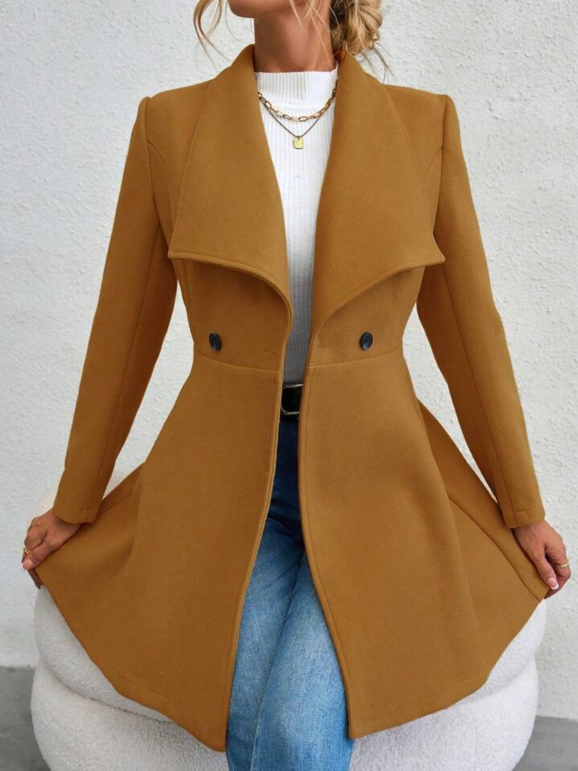 Women's Button Up Long Sleeve Coat