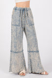 Beachy Boho Mineral Washed Terry Wide Leg Pants