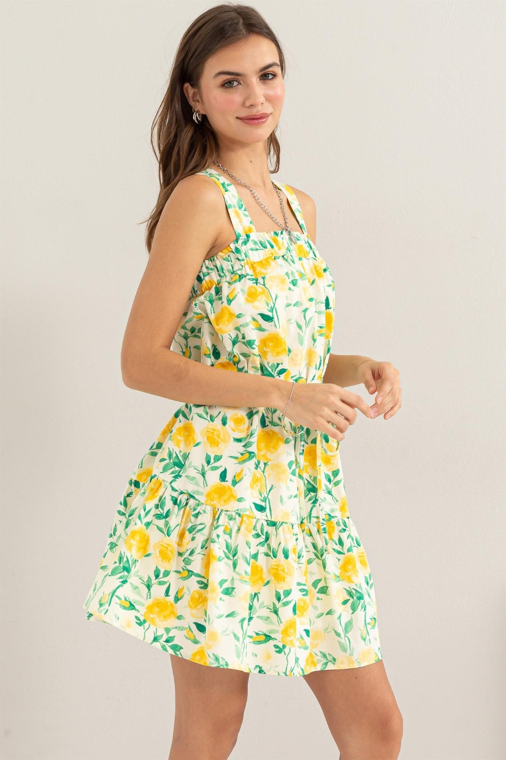 Floral Tie Shoulder Mini Summer Dress