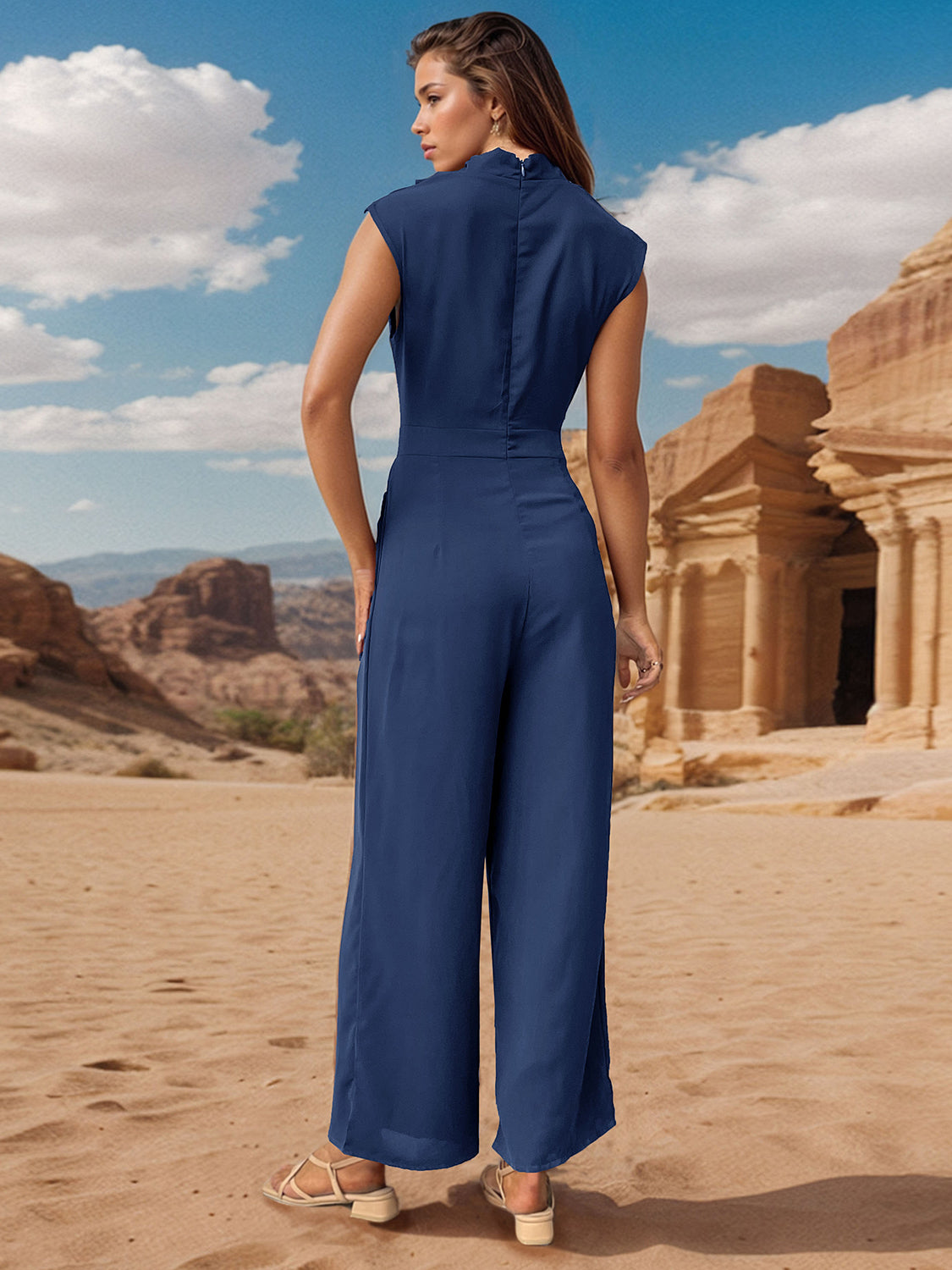 Mock Neck Sleeveless Resort Jumpsuit