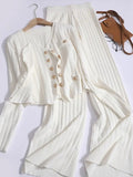 V-Neck Tank, Cardigan and Pants Three-Piece Resort Travel Sweater Set