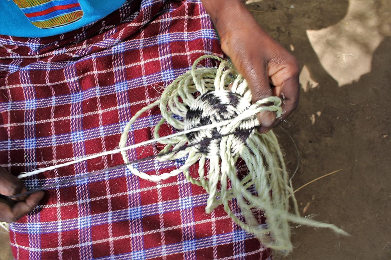 Ash Wisdom Striped Handwoven Sisal Straw Basket Tote - Handwoven Kenya