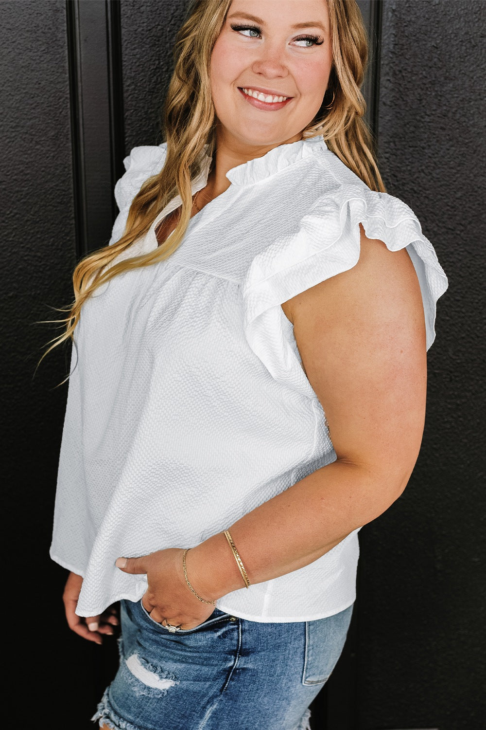 Plus Size Ruffled Summer Blouse