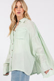 Beachy Frayed Hem Side Slit Button Down Boho Shirt