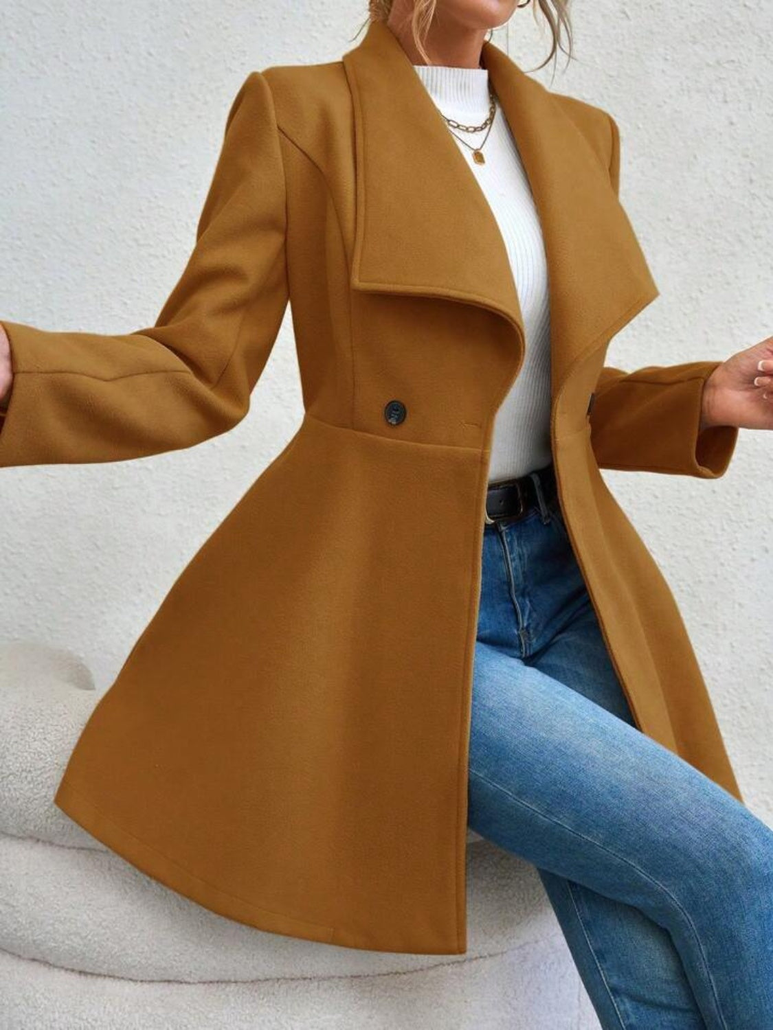 Women's Button Up Long Sleeve Coat