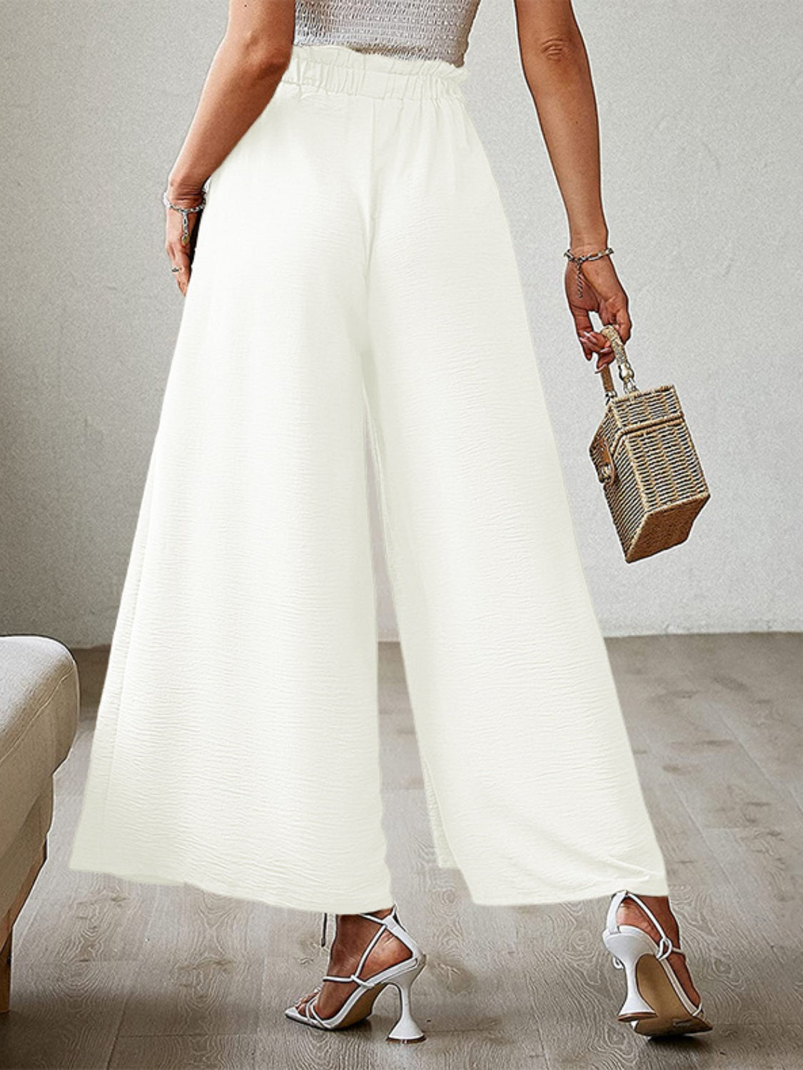 Tied Slit Wide Leg Resort Pants