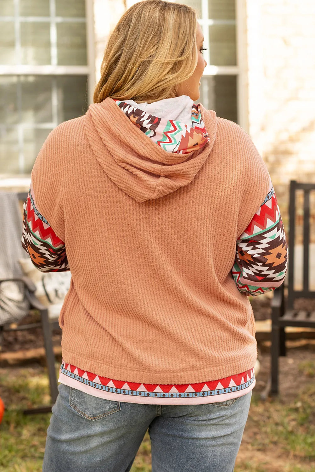 Plus Size Southwestern Long Sleeve Hoodie