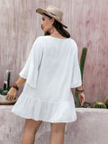 Plus Size Lace Detail Mini Beach Cover Dress