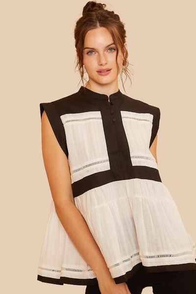 Peplum Button Detail Resort Blouse