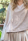 Lace Detail Beachy Flare Sleeve Boho Blouse