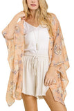 Full Size Sheer Mixed Print Kimono with Side Slit