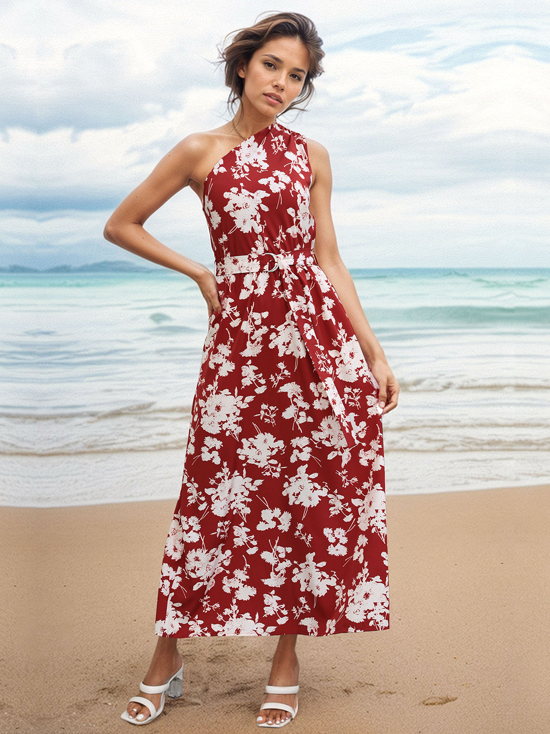 Red Tropical Vacation Dress