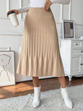 Tan Pleated Sweater Skirt