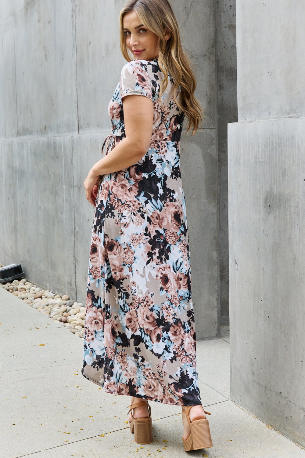 Full Size Floral Maxi Wrap Summer Midi Dress