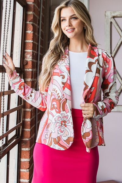 Full Size Floral Open Resort Blazer