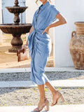 Tied Vacation Midi Denim Dress