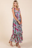 Layered Floral Sweetheart Neck Summer Maxi Dress