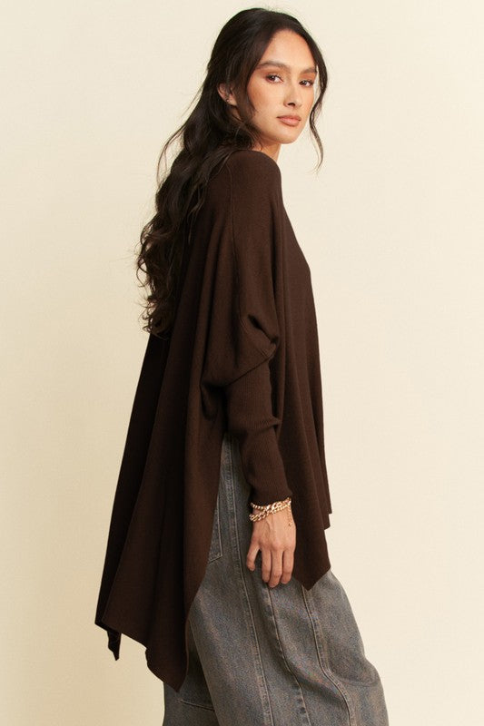 Side Slit Batwing Sleeve Top