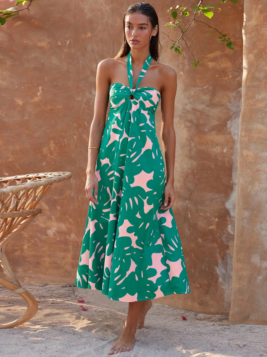 Tropical Midi Vacation Dress