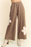 Flower Patch Elastic Waist Wide Leg Boho Beach Pants