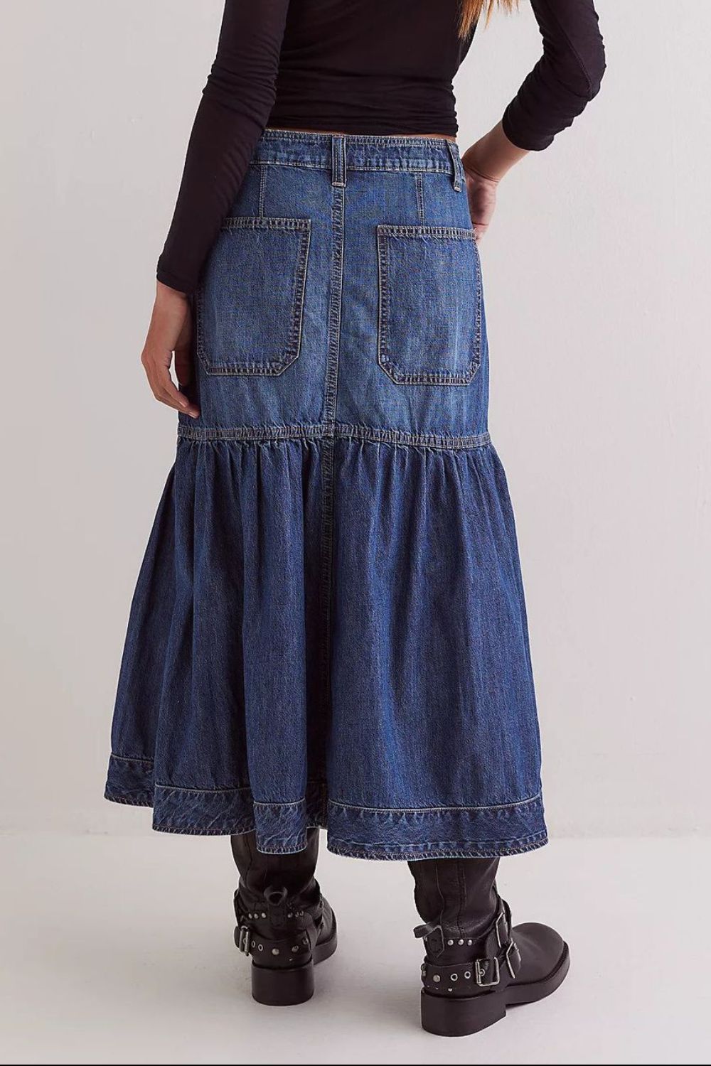 Denim Skirt with Pockets