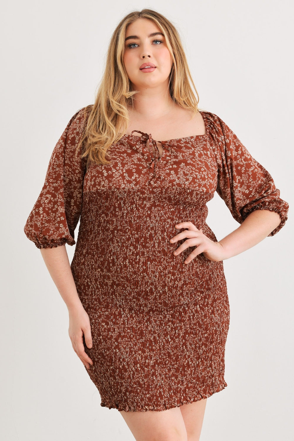 Plus Size Square Neck Mini Summer Dress