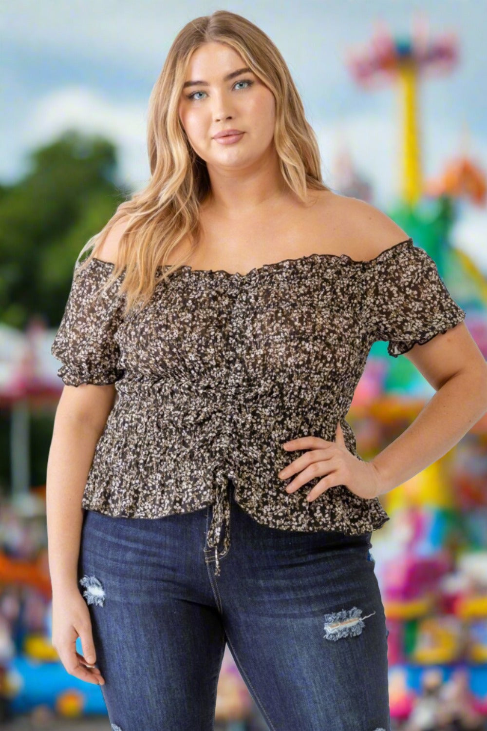 Plus Size Off-Shoulder Summer Top