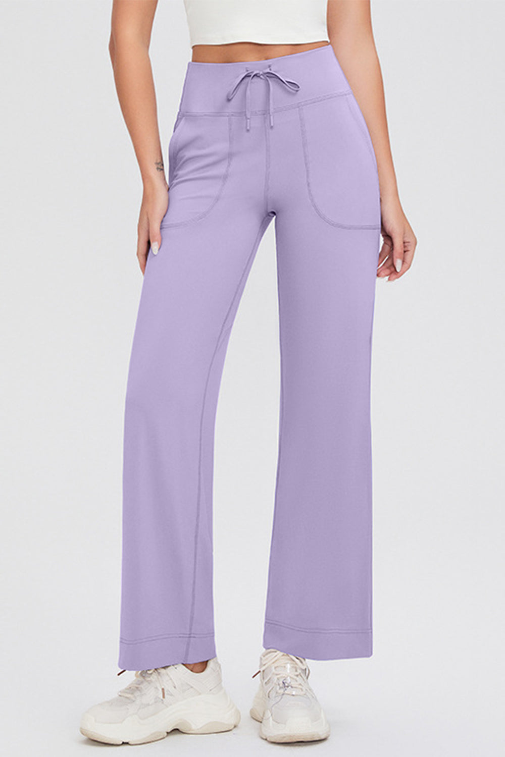 Full Size Drawstring High Waist Pants with Pockets