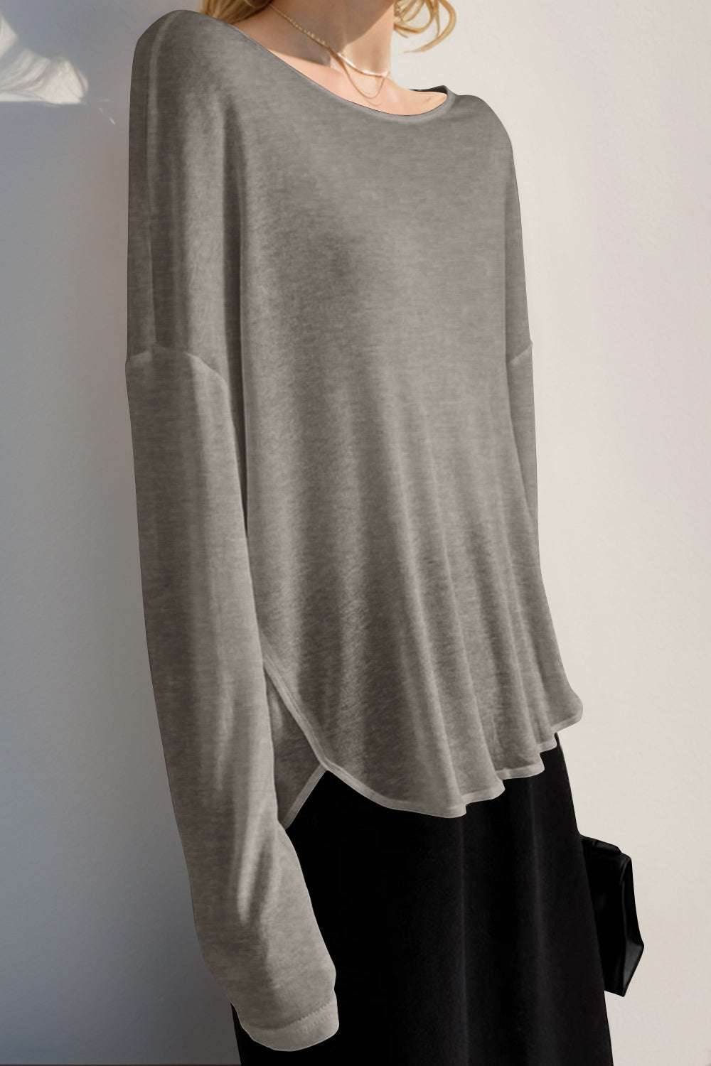 Silk Blend Long Sleeve T-Shirt