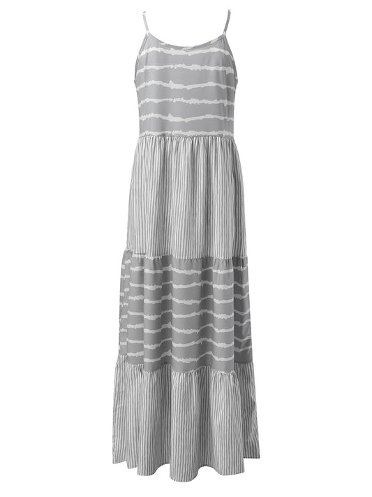 Striped Sleeveless Cami Beach Maxi Dress