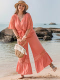 Plus Size Beachy Coral Summer Pants Set