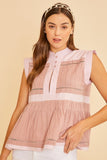 Dusty Pink Peplum Button Resort Blouse