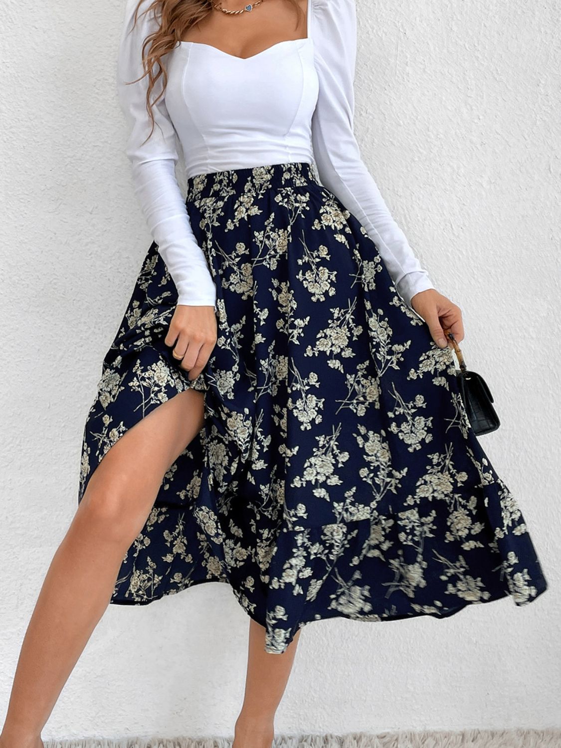 Printed Elastic Waist Leopard Skirt