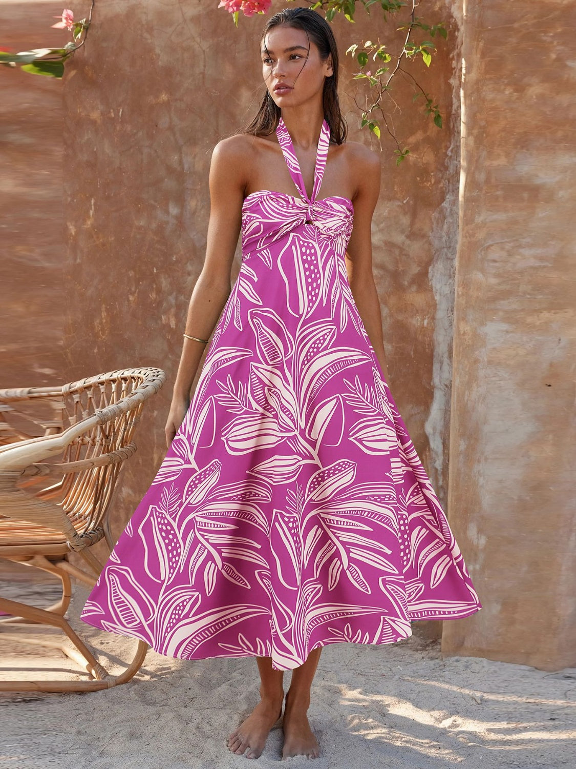 Tropical Midi Vacation Dress