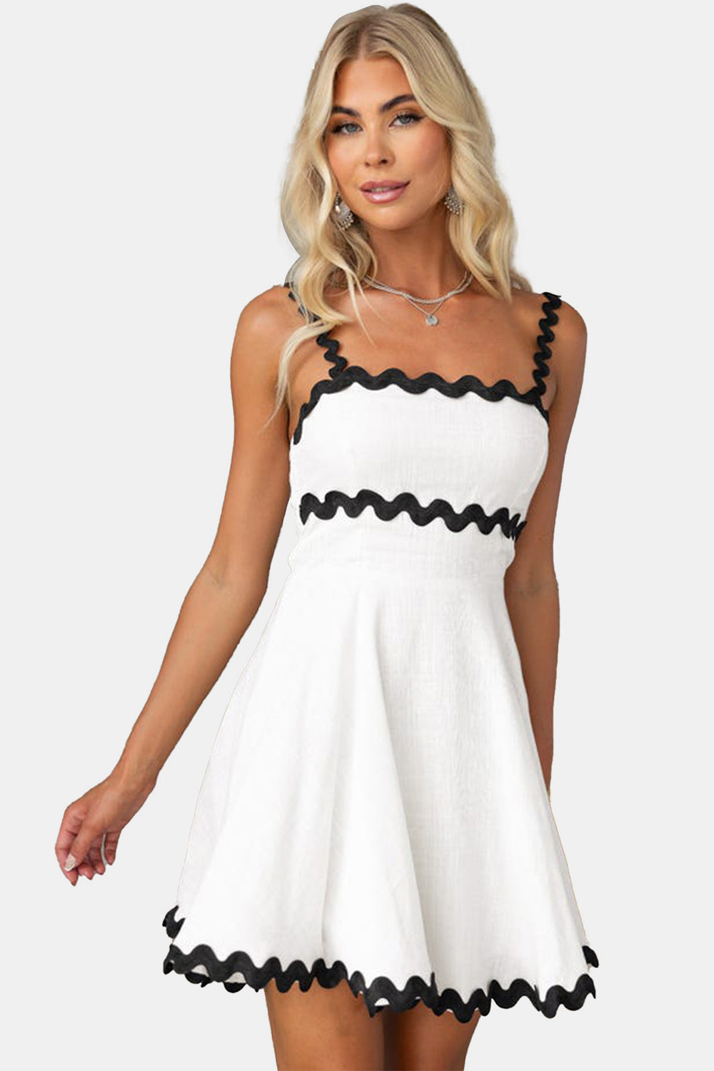 Contrast Trim Resort Tank Mini Dress