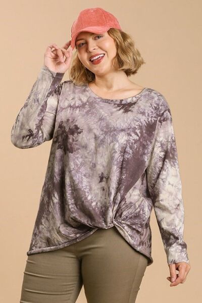 Full Size Tie Dye Round Neck Long Sleeve T-Shirt Plus Size