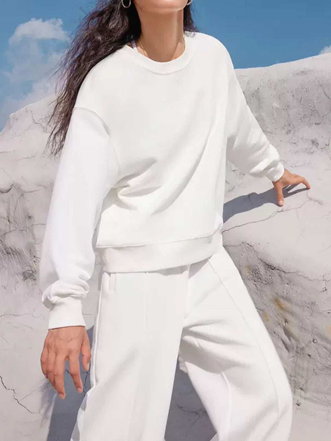 Long Sleeve Top and Elastic Waist Travel Pants Set