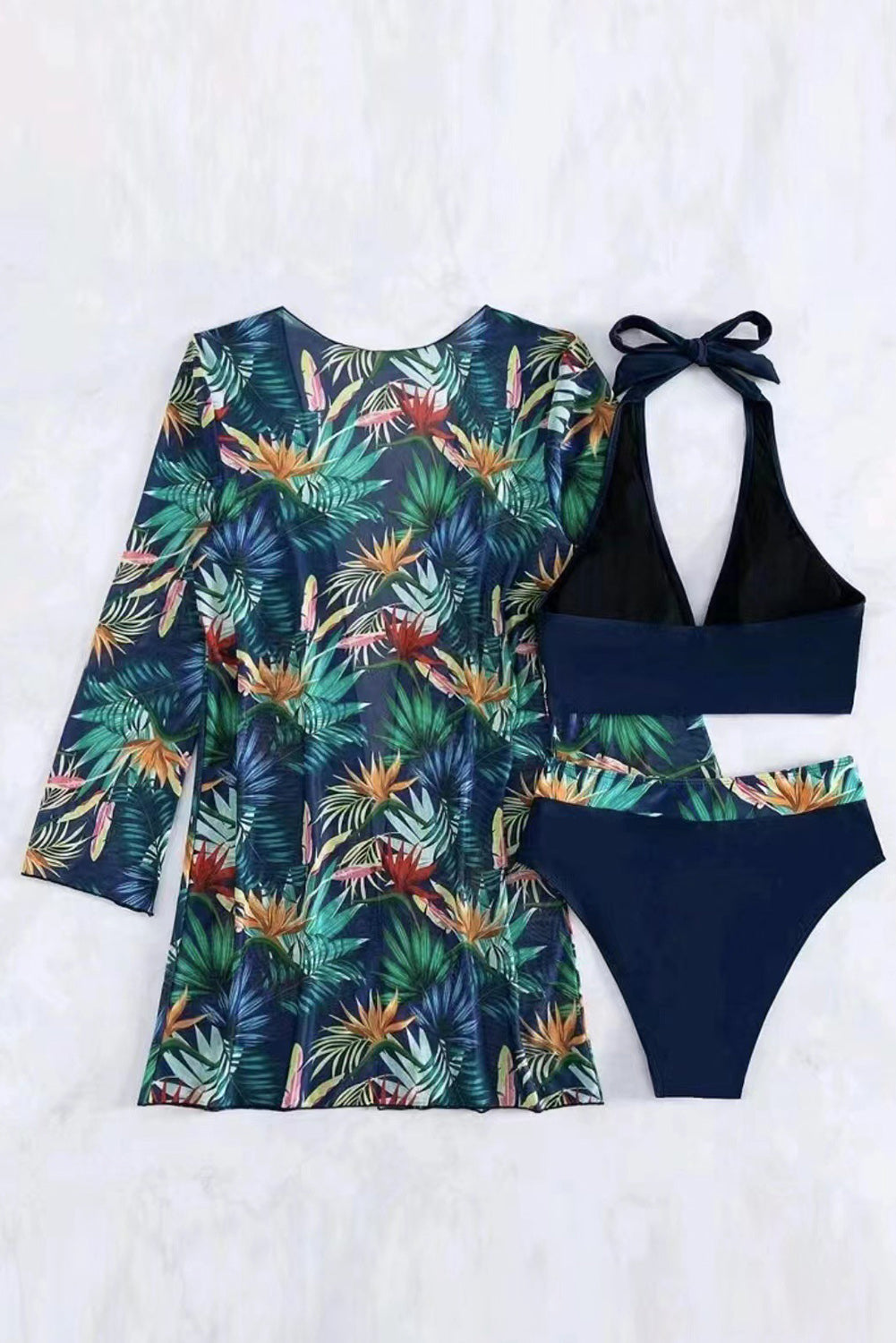 Halter Neck Three-Piece Swim Set