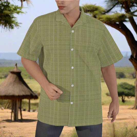 Men's Green Safari Shirt - Plus Sizes up to 6XL