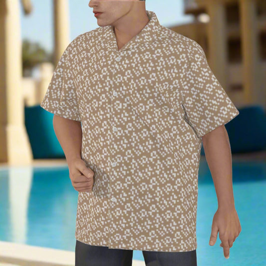 Men's Mazagan Beige Golf Resort Shirt - Plus Sizes up to 6XL