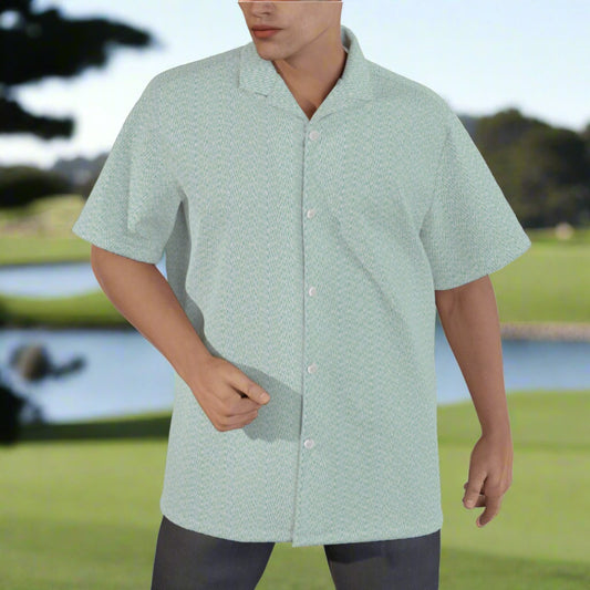Men's Light Green Pebble Beach Golf Shirt, Cotton Poplin up to 6XL