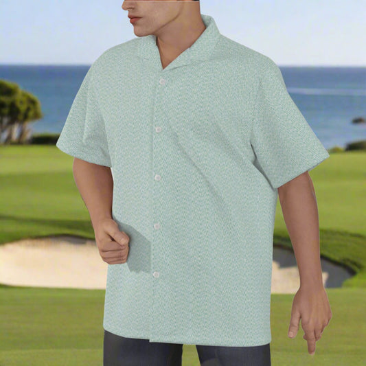 Men's Light green button up Golf Shirt