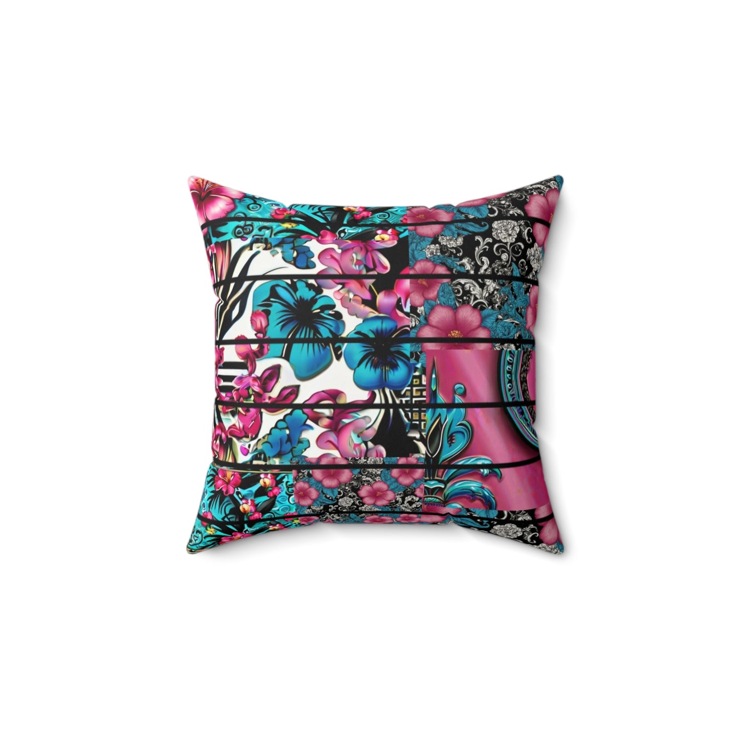 Pink Hawaiian Patch Work Square Pillow