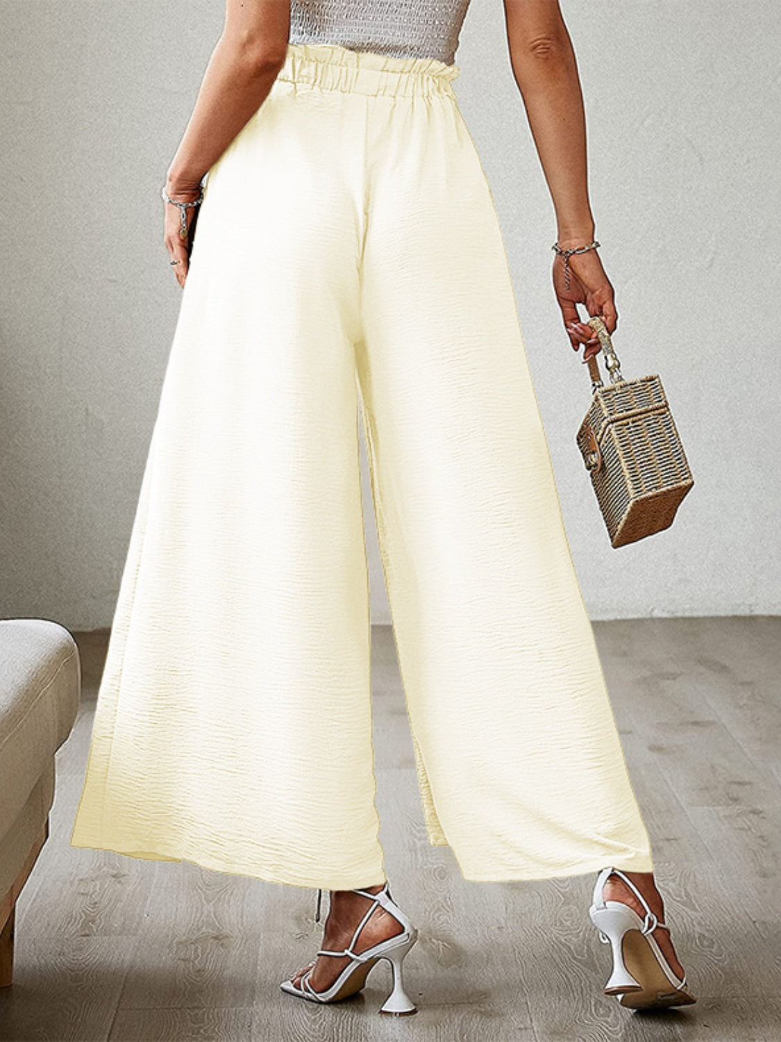 Tied Slit Wide Leg Resort Pants