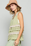 Ruffled Open Front Sleeveless Boho Cardigan