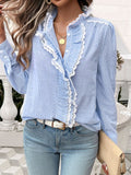 Lace Detail Ruffled Long Sleeve Shirt