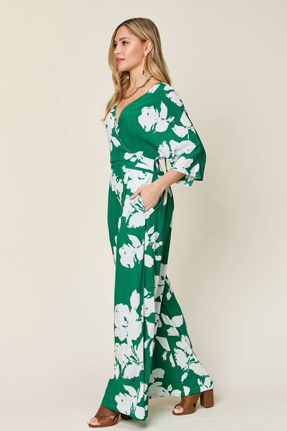 Plus Size Hawaiian Wide Leg Vacation Jumpsuit