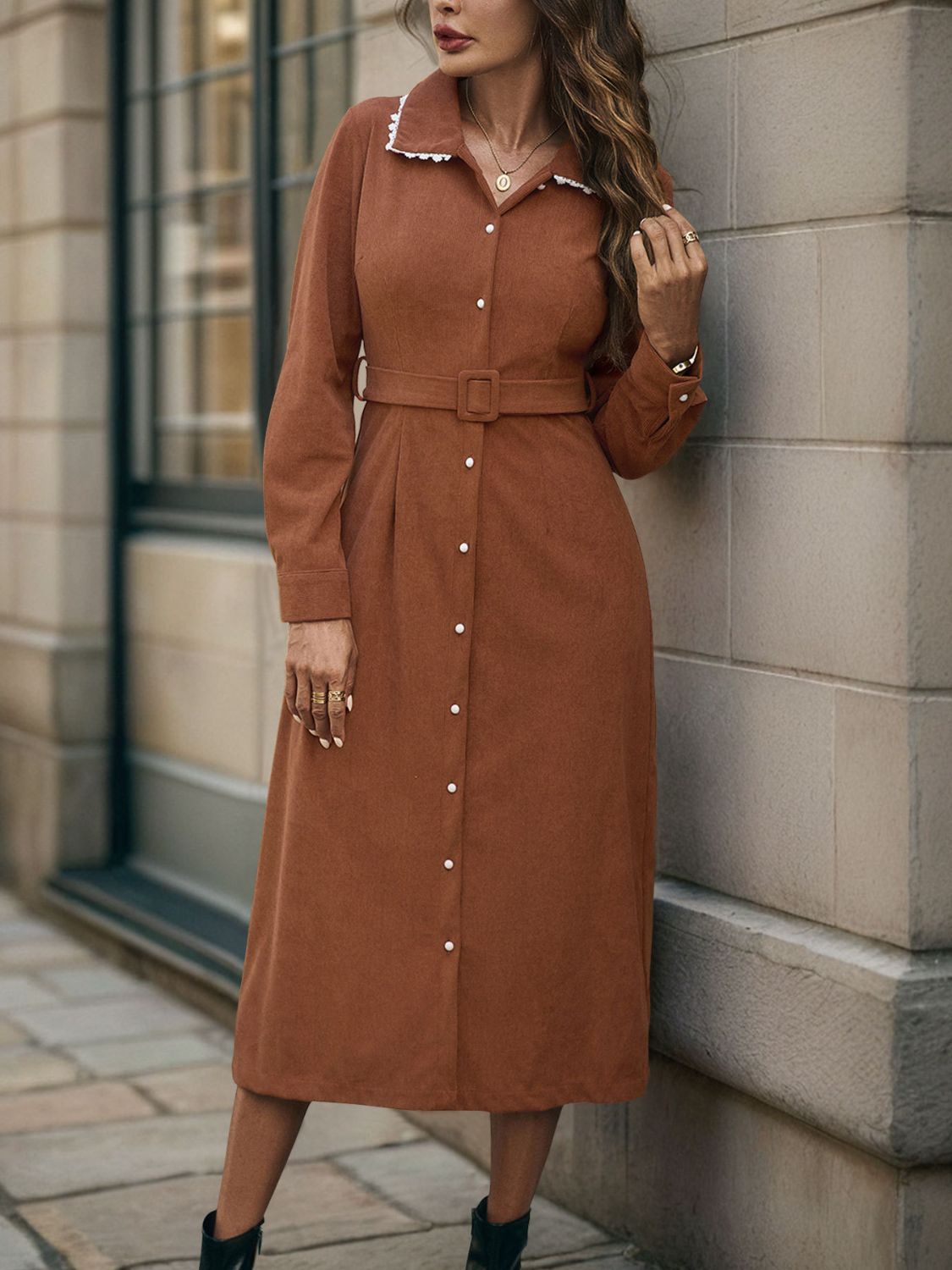 Long Sleeve Midi Office Dress