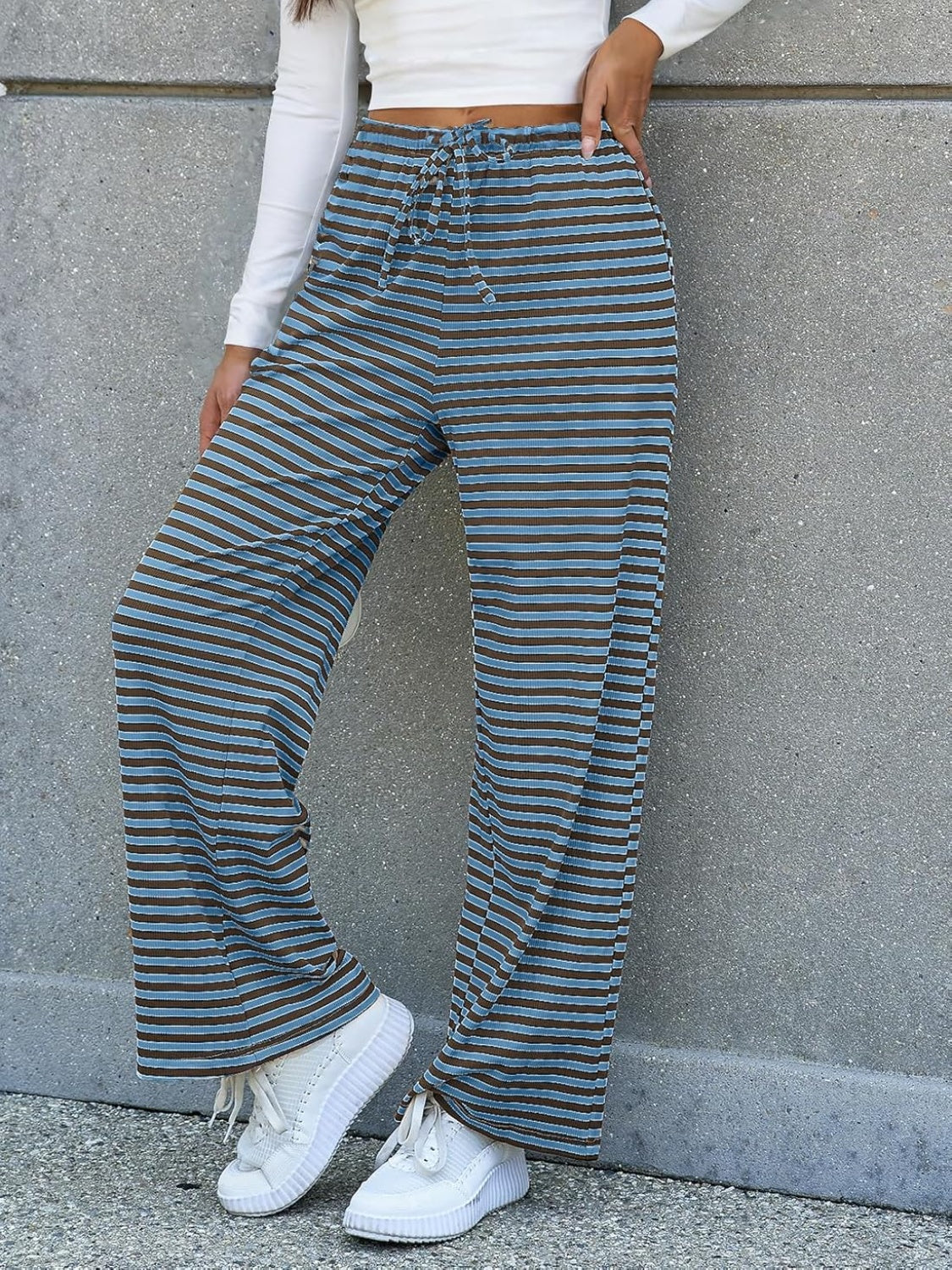 Striped Wide Leg Beach Pants